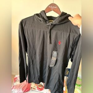 Polo by Ralph Lauren Pull over Black Hoodie with Red Pony Logo Mens Medium